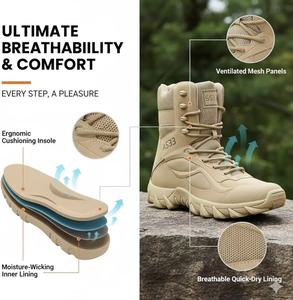 Bottes tactiques respirantes à tige haute pour hommes, bottes durables pour les forces spéciales, randonnée et entraînement <span class=keywords><strong>en</strong></span> plein air - Product Image 2