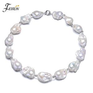 Collar de perlas de agua dulce pesada para mujer, joyería de 15x20mm, AA, nucleada bola de fuego, barroco, de verano - Product Image 1