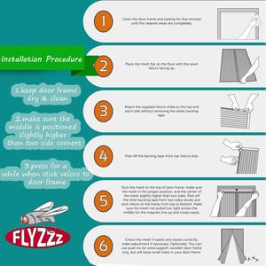 Cortina de puerta de mosquitera de tela pesada con tira adhesiva de marco completo, cortinas de red para insectos, pantalla de ventana de fibra de vidrio - Product Image 5