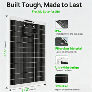 Panneaux solaires monocristallins PERC flexibles sans cadre Alecter APH-P72 130 Watt à haute efficacité 23 %, étanches, durables et portables 12 V - Product Image 4