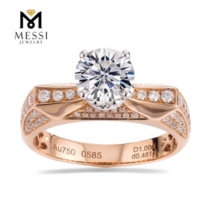 Bague pour femme en moissanite au design fantaisie Messi Jewelry en or rose 14k 18k, vente en gros de bijoux, bague de fiançailles et de mariage - Product Image 1