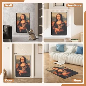 Tapis griffoir pour chat rectangulaire, à fixer au mur, pour usage intérieur, 23,6 x 15,7 pouces, protège canapé/tapis, fixation par crochets et boucles - Product Image 5