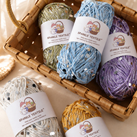 Fil métallique creux multicolore en polyester mélangé de 2 mm avec paillettes argentées pour le tricot et le crochet