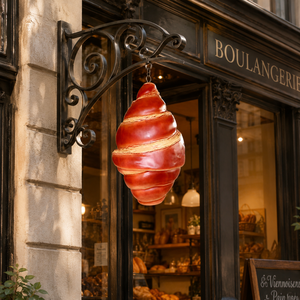 Statue en résine personnalisée sur le thème alimentaire, écologique, en forme de <span class=keywords><strong>croissant</strong></span>, pour enseigne extérieure de pâtisserie - Product Image 1