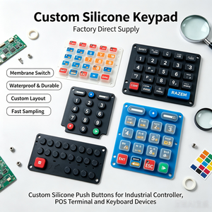 Clavier en silicone personnalisé OEM de haute qualité, interrupteur à membrane en silicone étanche, bouton poussoir pour contrôleur industriel - Product Image 1
