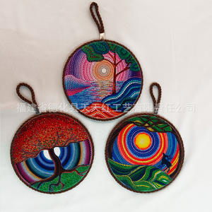 แผ่นรองจานทรงกลมเฉวียนโจว สีสันสดใส สไตล์เอเชียตะวันออกเฉียงใต้ ป้องกันความร้อน ตกแต่งบ้าน แผ่นรองหม้อ ซักมือได้ - Product Image 4