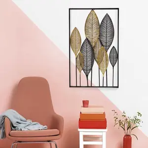 Good Price Nordic Wrought Iron Leaves Home Wall Hanging Creative Metal Wall Decoration for Living Room
