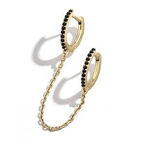 Huitan OnePCS Offre Spéciale deux <span class=keywords><strong>trous</strong></span> Piercing boucles <span class=keywords><strong>d</strong></span>'oreilles pour femmes brillant cristal Zircon <span class=keywords><strong>3</strong></span> métal couleur chaîne <span class=keywords><strong>boucle</strong></span> <span class=keywords><strong>d</strong></span>'<span class=keywords><strong>oreille</strong></span> bijoux de fête - Product Image 3