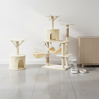 KINGHON KH-086 Arbre à chat de luxe moderne et classique à 2 niveaux, avec hamac, condo et griffoir interactif en sisal pour chatons