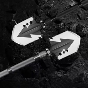 Pelle pliante multifonction robuste en acier de qualité industrielle, outil de survie avec manche télescopique pour accessoires de chasse - Product Image 3