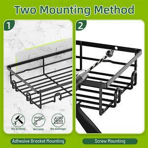Hat <b>Rack</b> Wall Mounted <b>Storage</b> Organizer <b>For</b> Baseball Caps With Hooks And Divider 1 Layer Black And Silver - Product Image 4