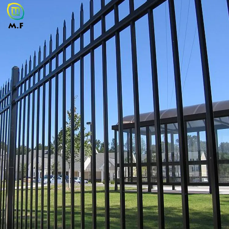 Metallo nero di sicurezza 6x8 in acciaio picchetto lancia pannelli di recinzione in acciaio zincato da giardino esterno pannelli di recinzione in ferro battuto