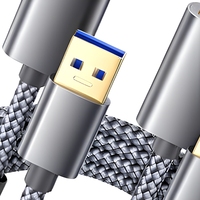 JSAUX 2Pack Kabel Ekstensi USB 3.0 (Tipe A Male ke Female) Konduktor Tembaga Murni Berlapis Nilon untuk Printer Kamera Ponsel - Abu-abu