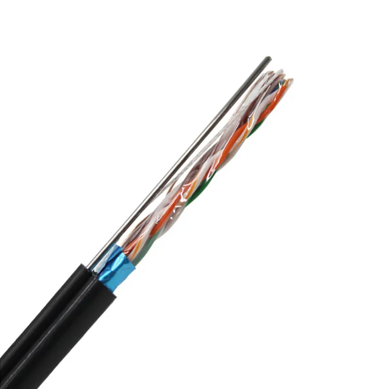 Cat5e Waterproof Ethernet Cable with Messenger wire Copper FTP 24AWG Weatherproof & UV Resistant - Ideal for Outdoor Networking