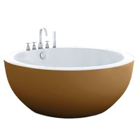 Baignoire autoportante ronde en acrylique blanc au design moderne avec accessoire de vidange pour salle de bain