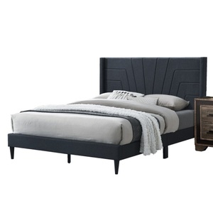 Lit plateforme moderne couleur charbon, 1 pièce, taille King, avec tête de lit réglable en chenille, mobilier de chambre à coucher - Product Image 2