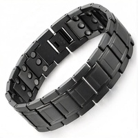 Pulsera Magnética de Tres Filas de Acero Inoxidable Ajustable de Alta Calidad para Alivio de la Fatiga, Joyería de Salud y Energía para Hombres
