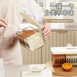 Spice <b>Container</b> Set Divided Clip On Lid Transparent For Solid Seasonings <b>Kitchen</b> <b>Storage</b> M Size - Product Image 2