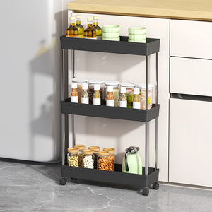 Multi Tiered Storage <b>Rack</b> 4 Layers Narrow <b>Kitchen</b> Cart With Wheels For Easy Moving And Organizing - Product Image 2
