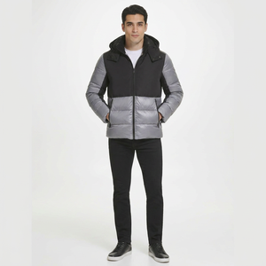 High Quality Canvas Windproof Winter Puffer Jackets Casual Stylish Stand Collar Zipper Front Logo Custom Design Wholesale Men's - Product Image 1