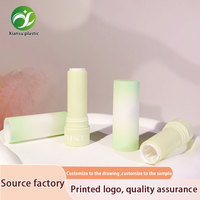 Tube de brillant à lèvres de luxe vide en PP, dégradé mat vert et blanc, rond, 3,5 g, avec couvercle à charnière, personnalisable avec logo