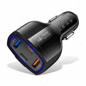 Adaptateur de chargeur de voiture double 38W IP65 Plug in Aluminum Alloy + PC QC 3.0 USB Type C Multiple Ports Fast Charger 12V DC 29mm