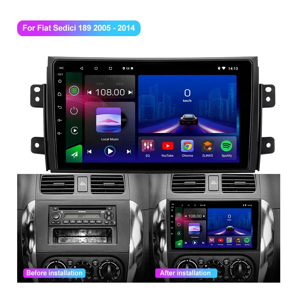 Jmance tela de 9 polegadas para fiat secci, 189 2005 - 2014 quadro duplo din, android, estéreo, android, auto e carplay multimídia
