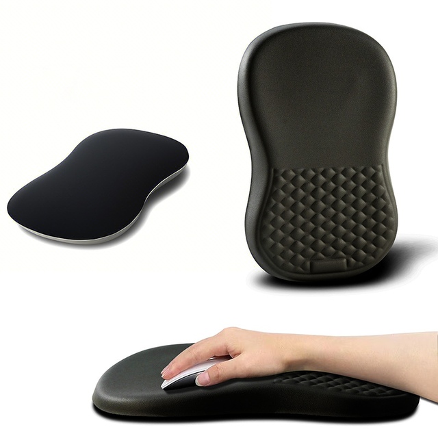 Ergonomic Memory Foam Wrist Rest Pad with Waterproof Leather Mouse Pad Solid Color Massage Features in Stock