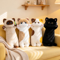 Coussin en peluche chaton mignon, en polyester et coton PP, poupée chat rembourrée, coussin doux, compagnon de sommeil, 31cm-50cm