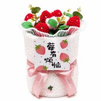 Gebreide garenbloememmerboeket Gehaakt kunstbloemenornament Simulatie fruitbloemarrangement voor festivalcadeau