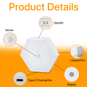 Moderne binnenverlichting voor slaapkamer, USB-oplaadbaar LED-sensor nachtlampje met bewegings- en stapdetectie, draadloze wand- en kastverlichting - Product Image 4