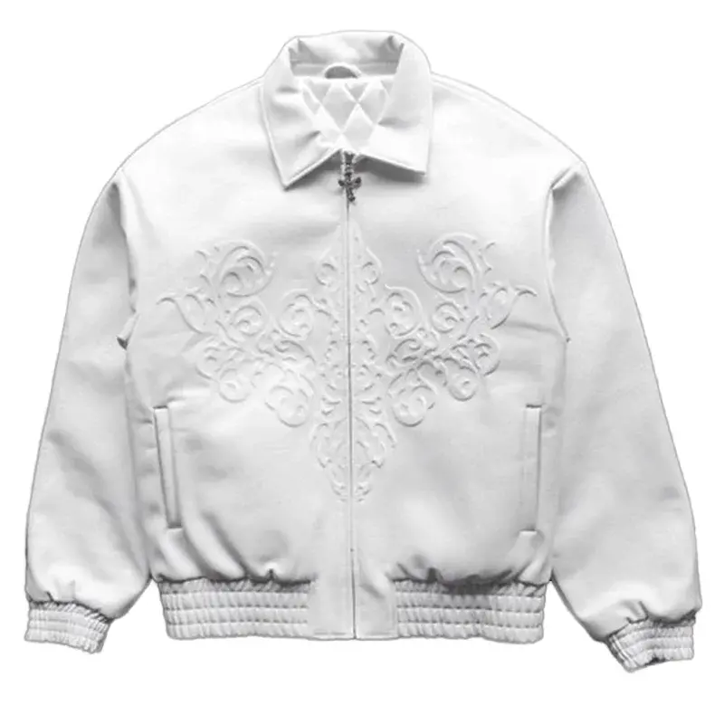 DiZNEW Factory Wholesale OEM High Quality Custom Logo Men's White Leather Jacket