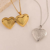 Haute Qualité Femmes Or Rempli Délicat Collier Ouvert Photo Coeur Médaillon Pendentif 18k Plaqué Or En Acier Inoxydable Collier