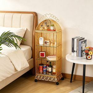 Étagère de rangement en métal doré de luxe, armoire de rangement mobile, meubles sur mesure, décoration murale, ornement, décoration intérieure, directement de l'usine - Product Image 3