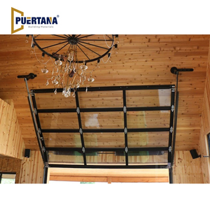 Portes de <span class=keywords><strong>garage</strong></span> sectionnelles en aluminium noir contemporaines et modernes avec verre dépoli pour les maisons - Product Image 5