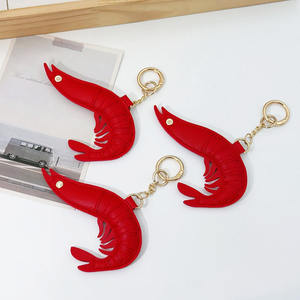 Porte-clés et pendentif <span class=keywords><strong>de</strong></span> sac en PU, motif écrevisse <span class=keywords><strong>rouge</strong></span>, style mignon et tendance, accessoire durable pour clés, sacs et sacs à dos, pour hommes et femmes - Product Image 2