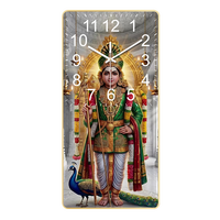 Jam Dinding Seni Kristal Vertikal Pola Gambar Tokoh Religius Jam Kuarsa Senyap Tanpa Bunyi Tik-tok Dekorasi Modern untuk Ruang Tamu dan Pintu Masuk