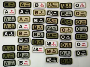 Embroidered Badges Patch Tactical Patch Hook Blood Type A- A+ AB- AB+ B- B+ O- O+ Neg Pos Patch Embroidered Badge Tactical Embroidery Patches
