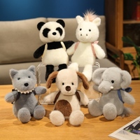 Peluche en gros Dinosaure Panda Éléphant Animal en peluche Décoration de la maison Cadeau d'anniversaire pour enfants Chiot loup doux avec sac à dos Poupée
