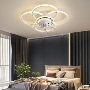 Moderne blanc luxe style nordique moteur à courant continu ventilateur de plafond en verre rail lustre lumière pour chambre cuisine - Product Image 4