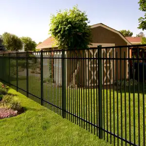 Eco friendly steel fence black powder coated metal spear / flat top 6x8ft industrial aluminum fence garden fence for outdoor