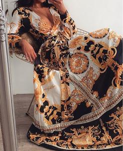 Abito da sera elegante stile bohémien stile <span class=keywords><strong>retrò</strong></span> con scollo a V a manica lunga a vita alta abito lungo 2025 <span class=keywords><strong>abbigliamento</strong></span> <span class=keywords><strong>donna</strong></span> primavera - Product Image 2