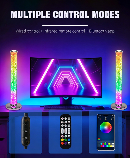 Modern Plastic LED Light Bar Music Sync RGB USB Ambient Lamp Color Changing Chipped Diamonds Remote Control