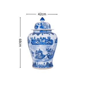 Pot de rangement général à couvercle bleu et blanc peint à la main, <span class=keywords><strong>d</strong></span>écoration élégante pour la maison, l'hôtel, les mariages, cadeau, céramique de Jingdezhen - Product Image 6