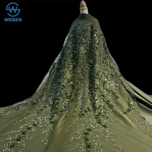 Perles de densité lourde tissu de dentelle suisse robes de <span class=keywords><strong>demoiselle</strong></span> <span class=keywords><strong>d</strong></span>'<span class=keywords><strong>honneur</strong></span> tissu de tulle WS3138 - Product Image 1