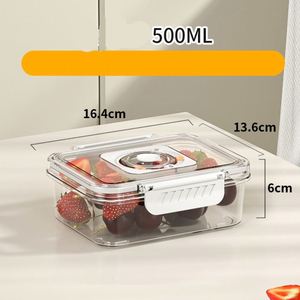 Food Grade Transparent sealed <b>Box</b> <b>Set</b> Portable Handle Draining Container Kitchen Fridge Food Organizer - Product Image 5