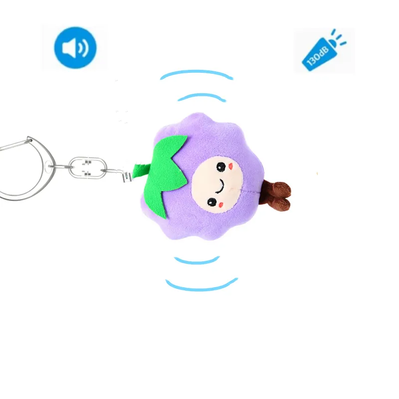 Benutzer definierte 130DB Sirene Song LED tragbare Notfall Sicherheit Selbstverteidigung Alarm Schlüssel bund mit Cartoon Plüsch Fall Tasche persönlichen Alarm