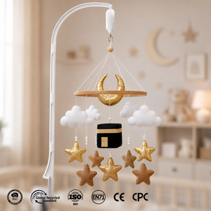 Décoration de chambre pour bébé, jouets musicaux rotatifs suspendus islamiques, mobile pour bébé étoile et lune, mobile Kaaba avec cubes Coran - Product Image 4