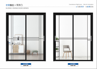Puertas Corredizas de Aleación de Aluminio para Interiores, Diseño de Rejilla, Doble Vidrio Templado, Tecnología de Rotura de Puente Térmico, para Baño