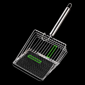 Pelle à litière pour chat en acier inoxydable de luxe, forme unique, manche en bois, écologique, lavable, outil de nettoyage léger pour animaux de compagnie, pelle à litière pour chat - Product Image 1